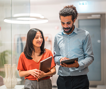 Diverse colleagues working together